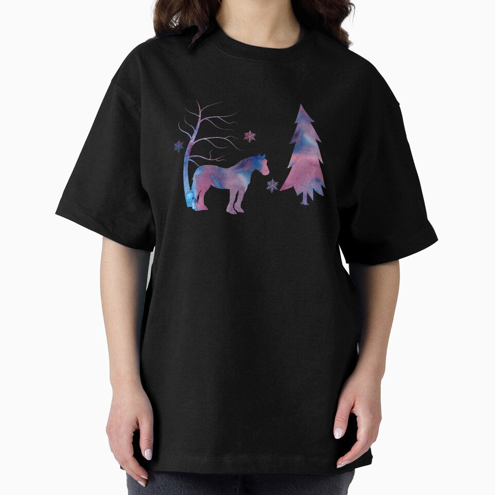Horse Winter Art with Snowflakes Snow by BittenByErmines