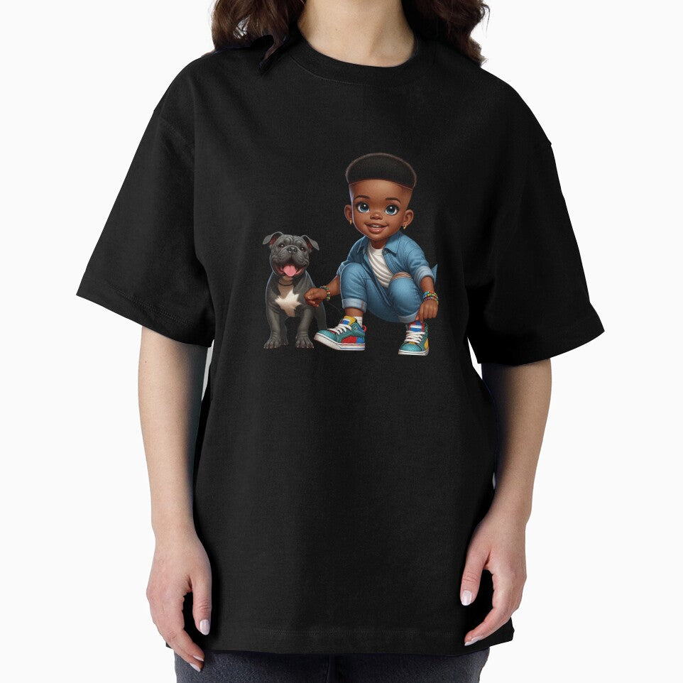 Black Boy and Dog Friendship Cartoon | Colorful Illustration by Lulunza