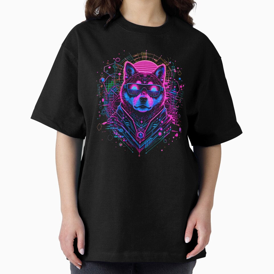 Synthwave Shiba Inu Futuristic Dog Sunglasses by chattsuede