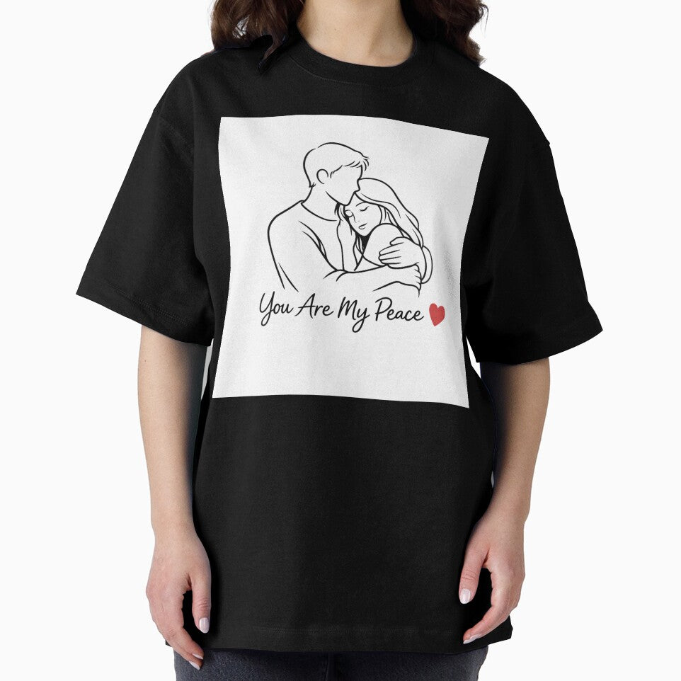 You Are My Peace Romantic Couple Hug Line Art T-Shirt | Minimalist Love Quote Design by Lovestickerco