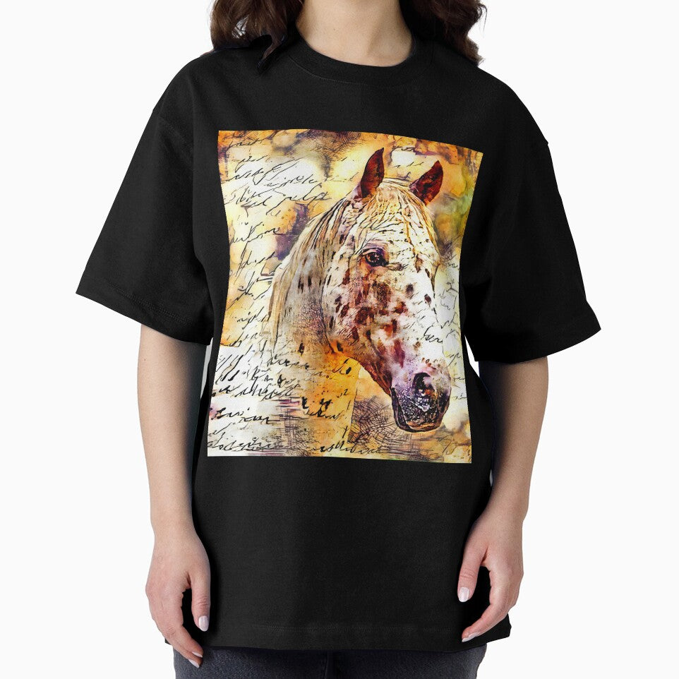 Appaloosa horse close up portrait with vintage handwriting by NickoPrints