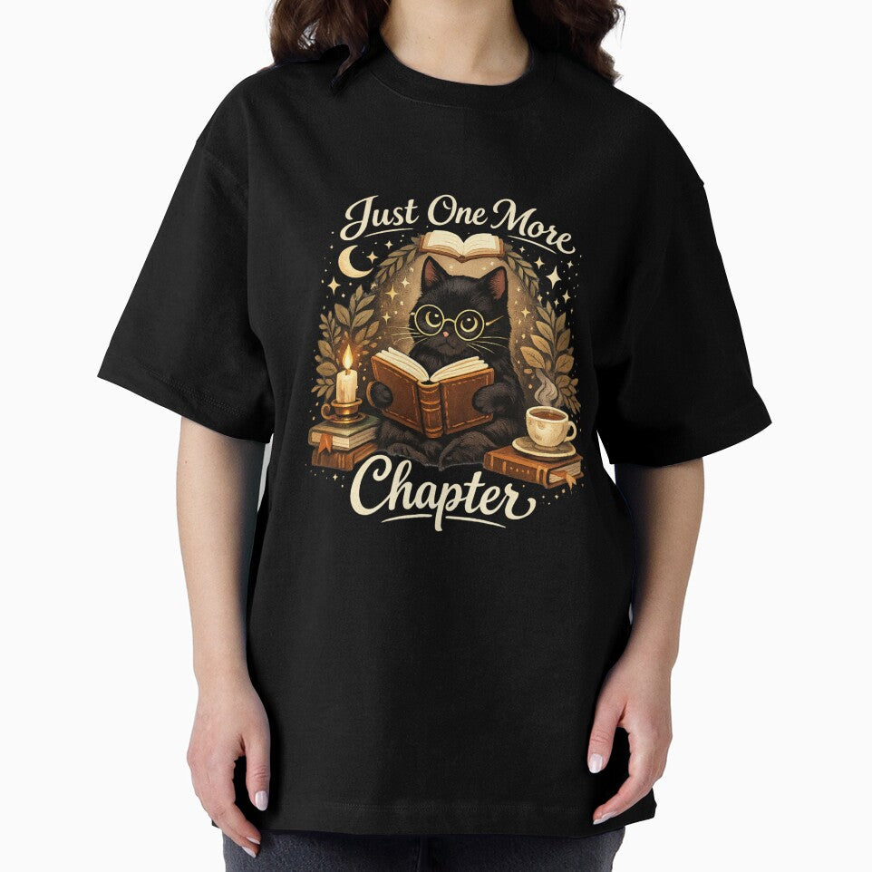 Just One More Chapter Black Cat Book Lover Reading Cat Aesthetic by MUSA'S