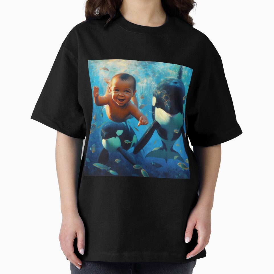 Orca swims with baby for a better future by Wallisart