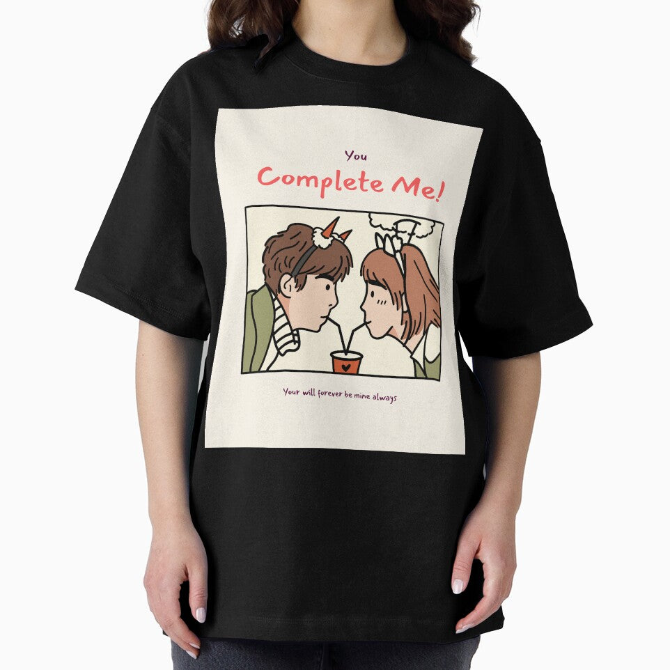You Complete Me – Cute Romantic Couple Valentine Illustration by SheetalMourya