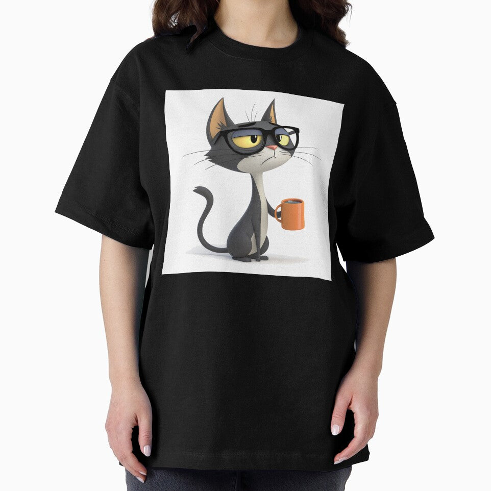 Cool Coffee Cat – Grumpy Morning Mood Cartoon by VivoStudio