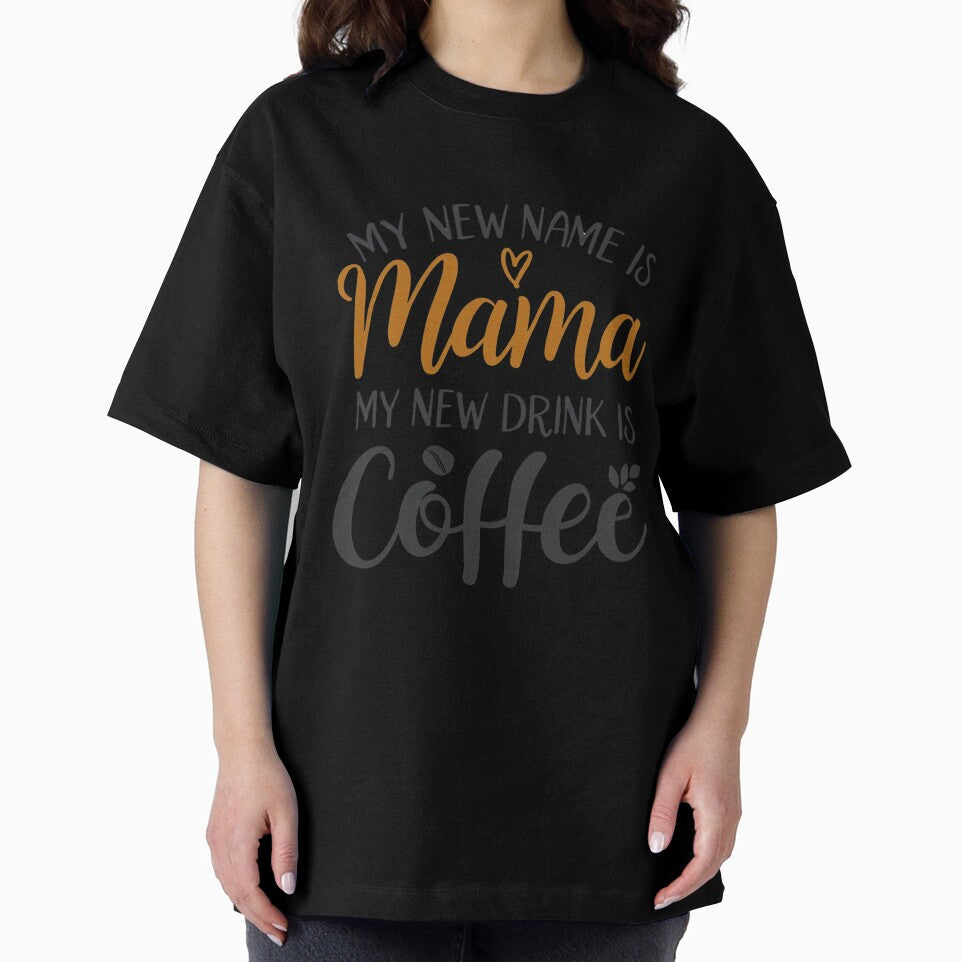 My New Name Is Mama My New Drink Is Coffee Tee | Cozy Mama Script Typography Gift | New Mom Life Shirt by Khokha80