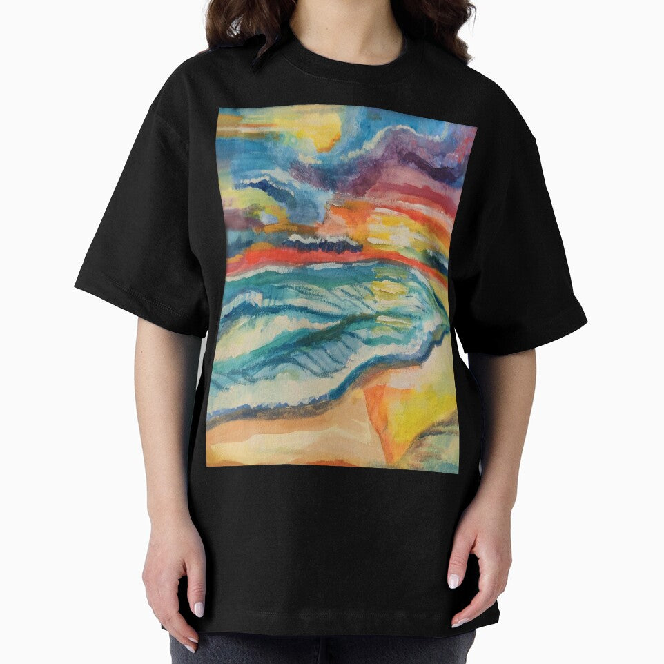 Scenic Beach Ocean Watercolor Sunset by Deborah Camp