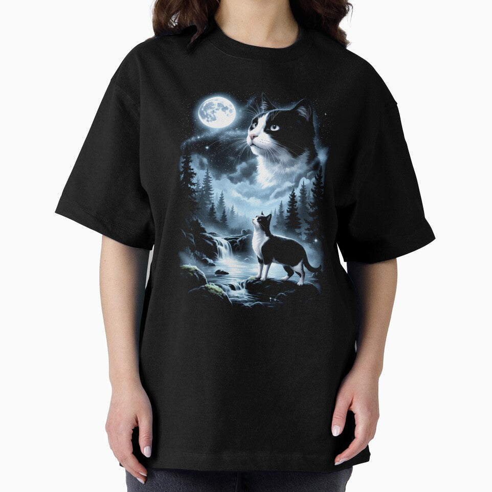 Tuxedo Cat Howling to the Moon Vintage by Hedoraxe
