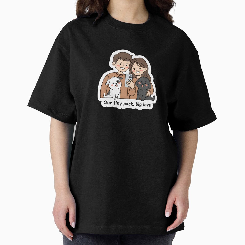 Couple with Pets – Our Tiny Pack Big Love Design, Cute Family Illustration, Dog Lover Couple Gift by JaiSoftStudio
