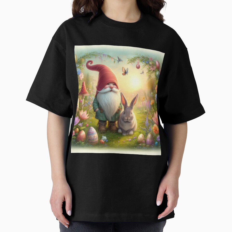 gnome with rabbit and mushrooms happy fantasy easter landscape by Expressions-Sel