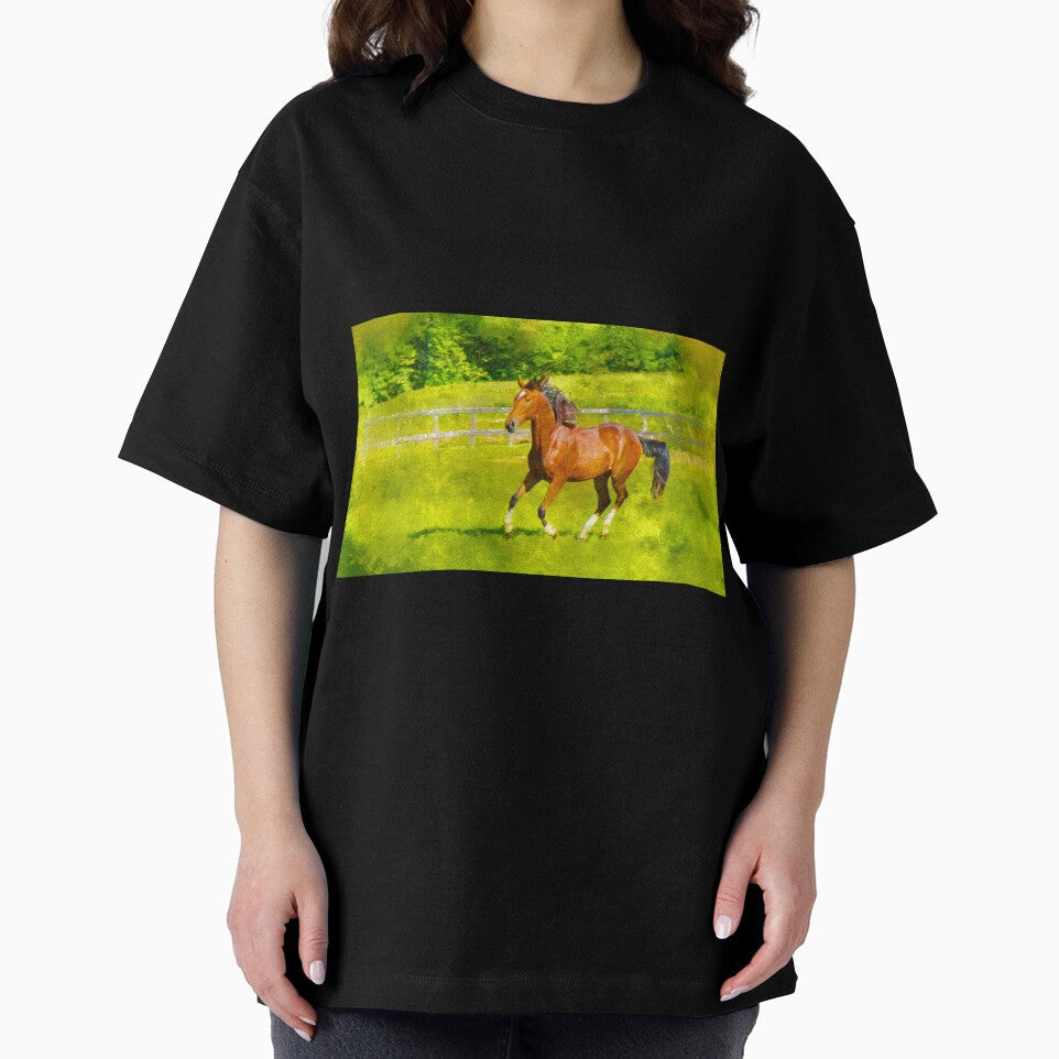 Orlov Trotter horse running on pasture – digital painting by NickoPrints