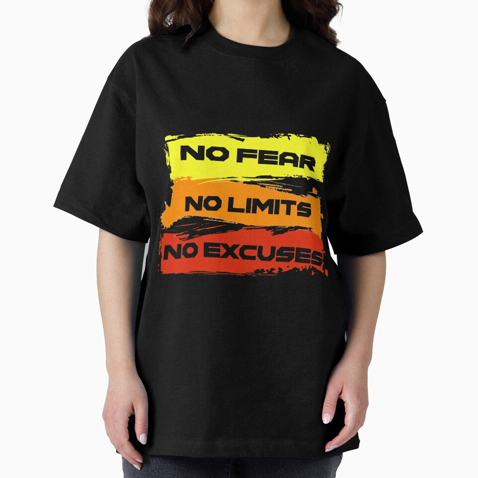 No Fear No Limits No Excuses - Workout T-Shirt by Uday24