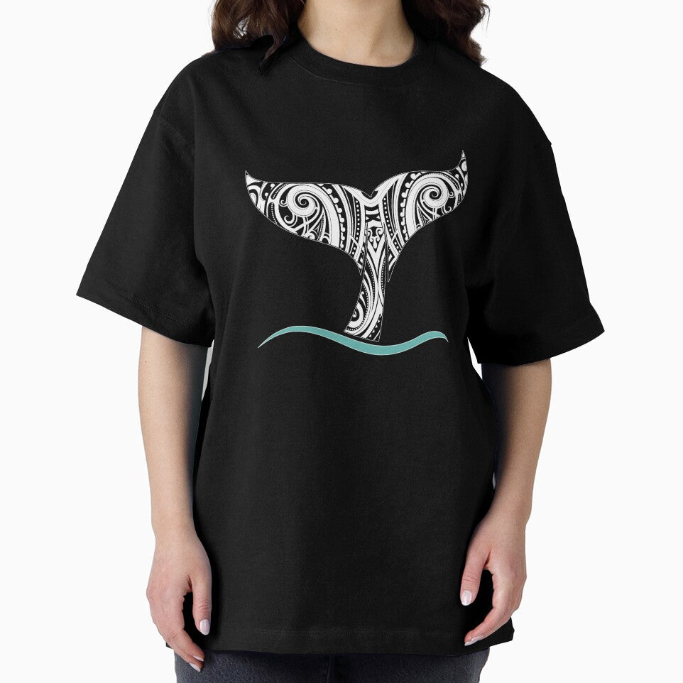 Whale Tail: Polynesian Black and White Tatau Inspired pattern by aokshirts