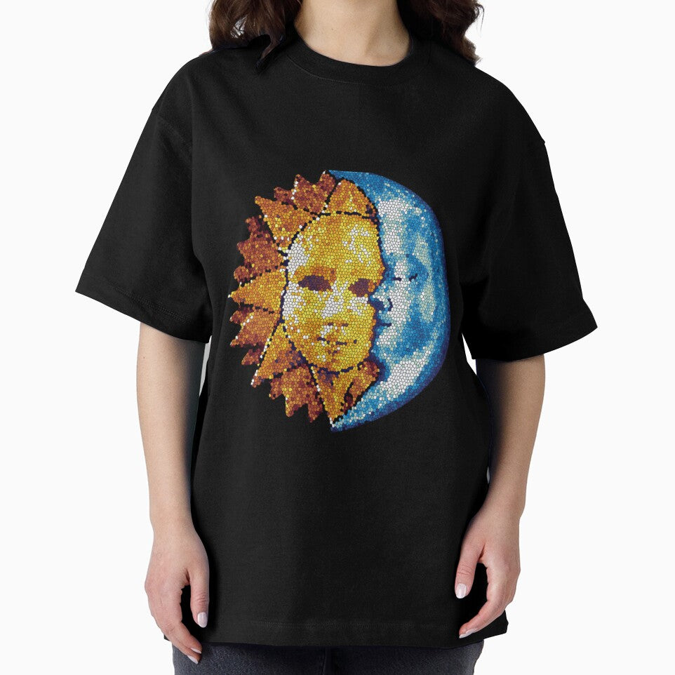 Sun and moon mosaic in love for women, girls, wife by shirt-studio