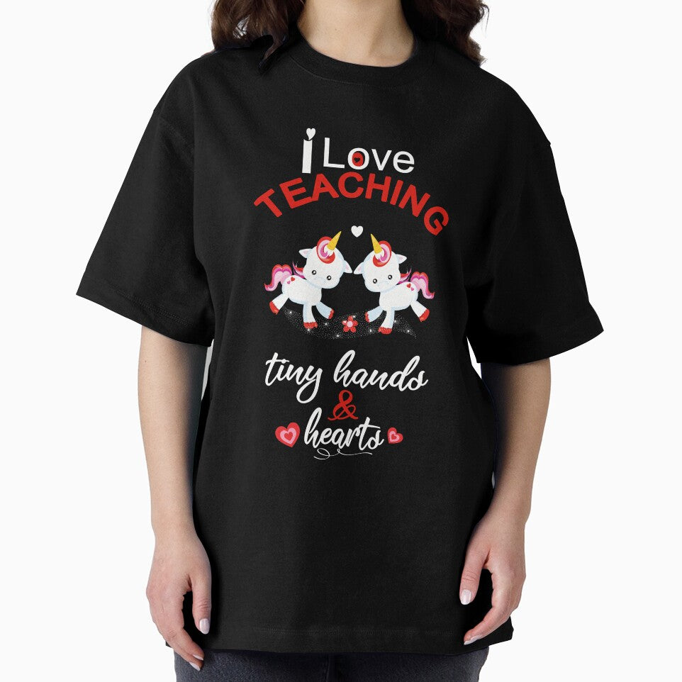 Valentine Teacher I Love Teaching Tiny Hands & Hearts With Unicorns by Sapphire Star
