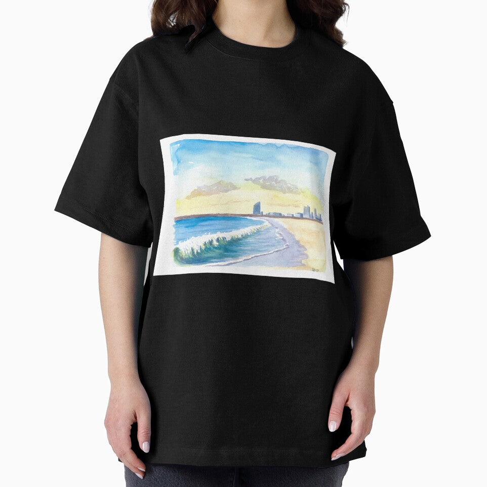 Beach Waves at City Beach of Barcelona by artshop77