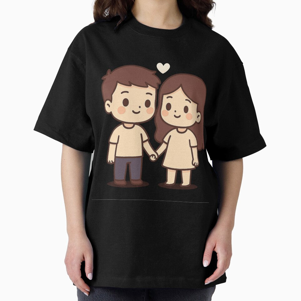 Cute Cartoon Couple Holding Hands | Love Illustration for Wallpapers & Gifts by KDesignCrafts