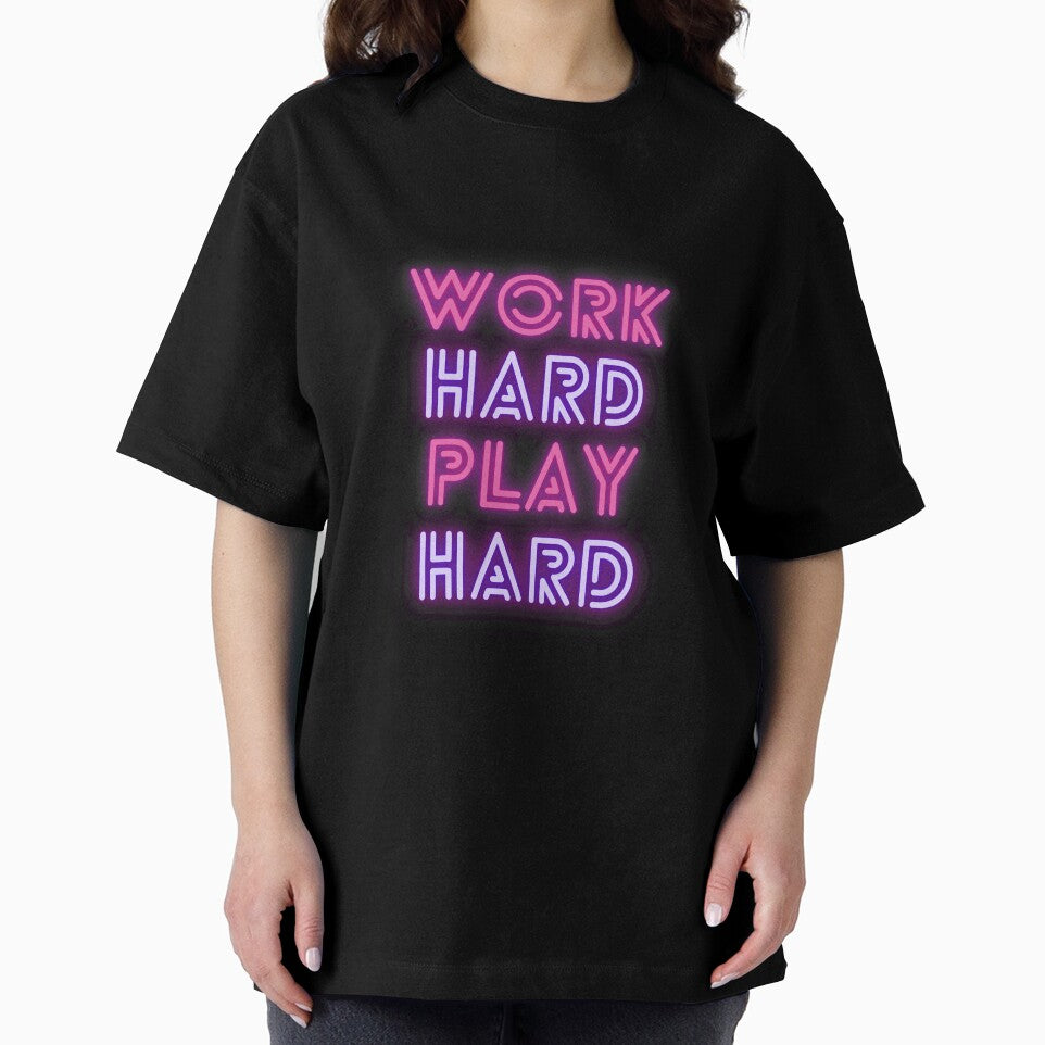 Work Hard Play Hard Neon Pink Purple by BeeMeCreative