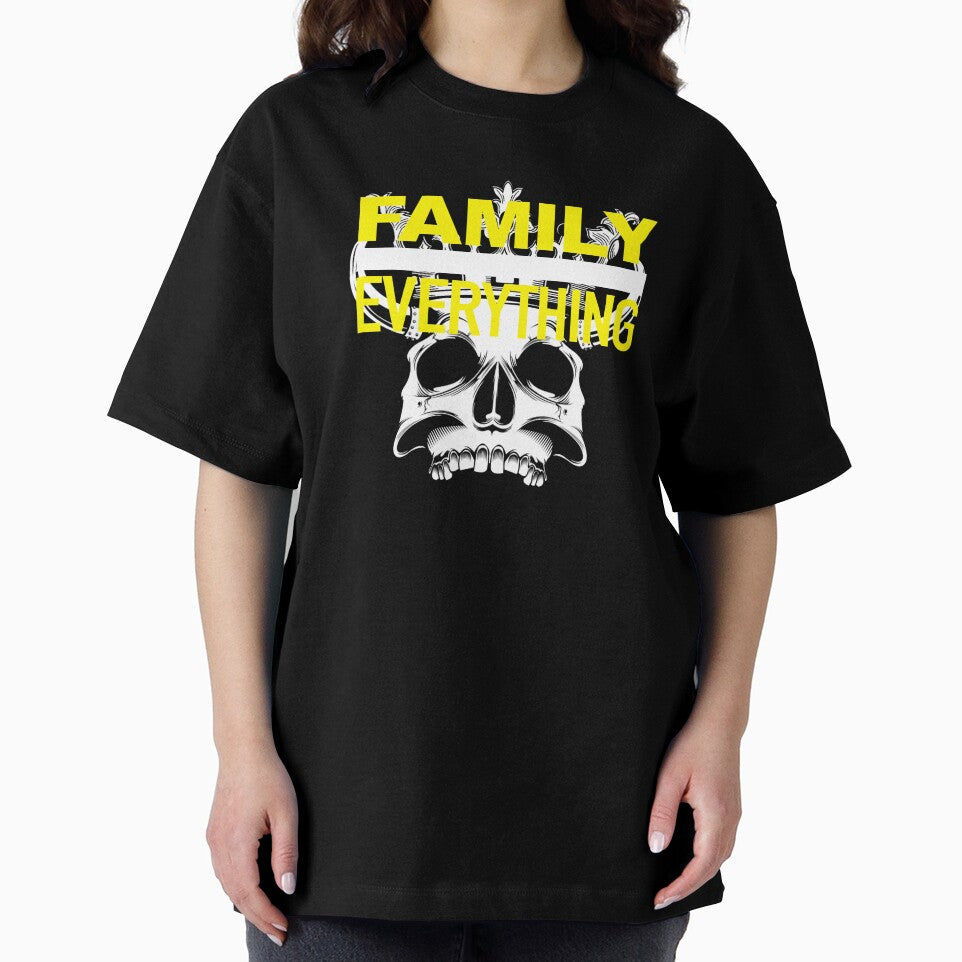 Mens Family Over Everything Skull Yellow by drwigglebutts