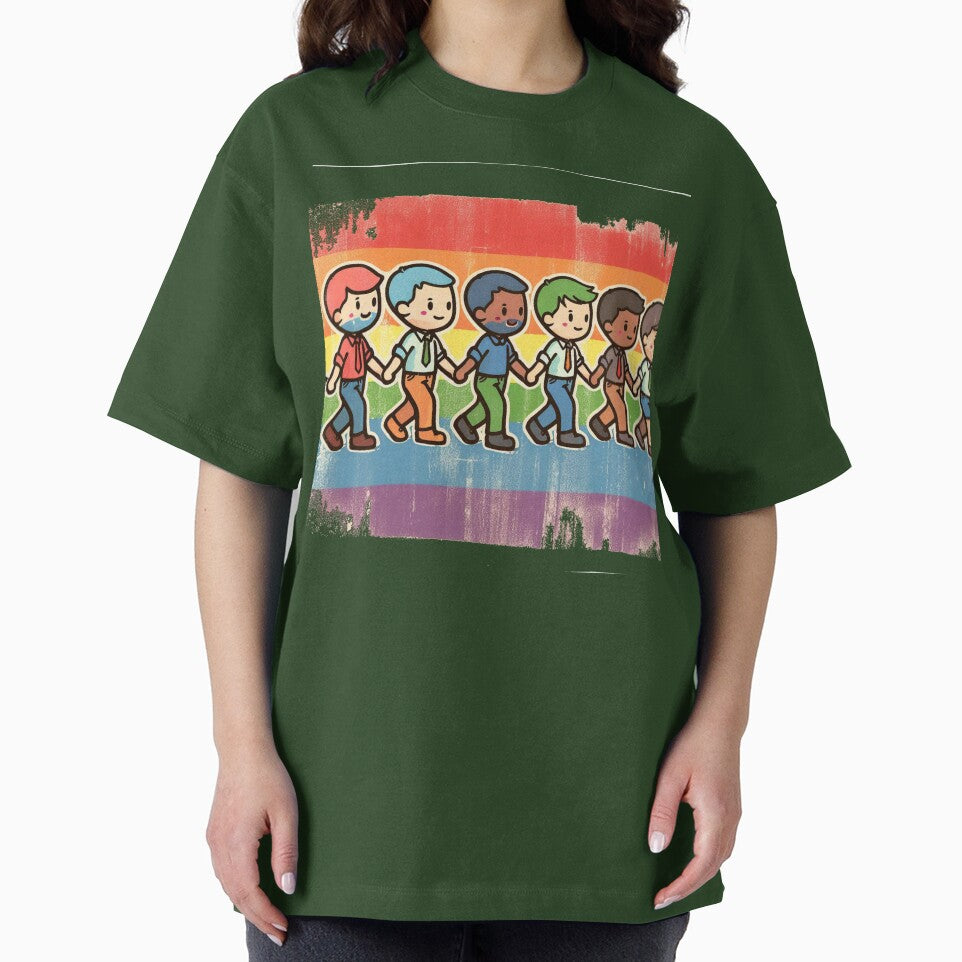 Retro LGBTQ+ Unity Design | Cute Rainbow Friends Pride Art | Inclusive Diversity Sticker, Shirt & Poster by DiamondSkyShirt