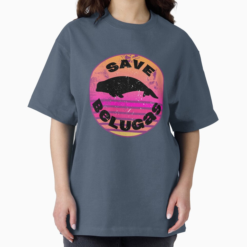 Save Belugas Retro Illustration by kuremureDesign