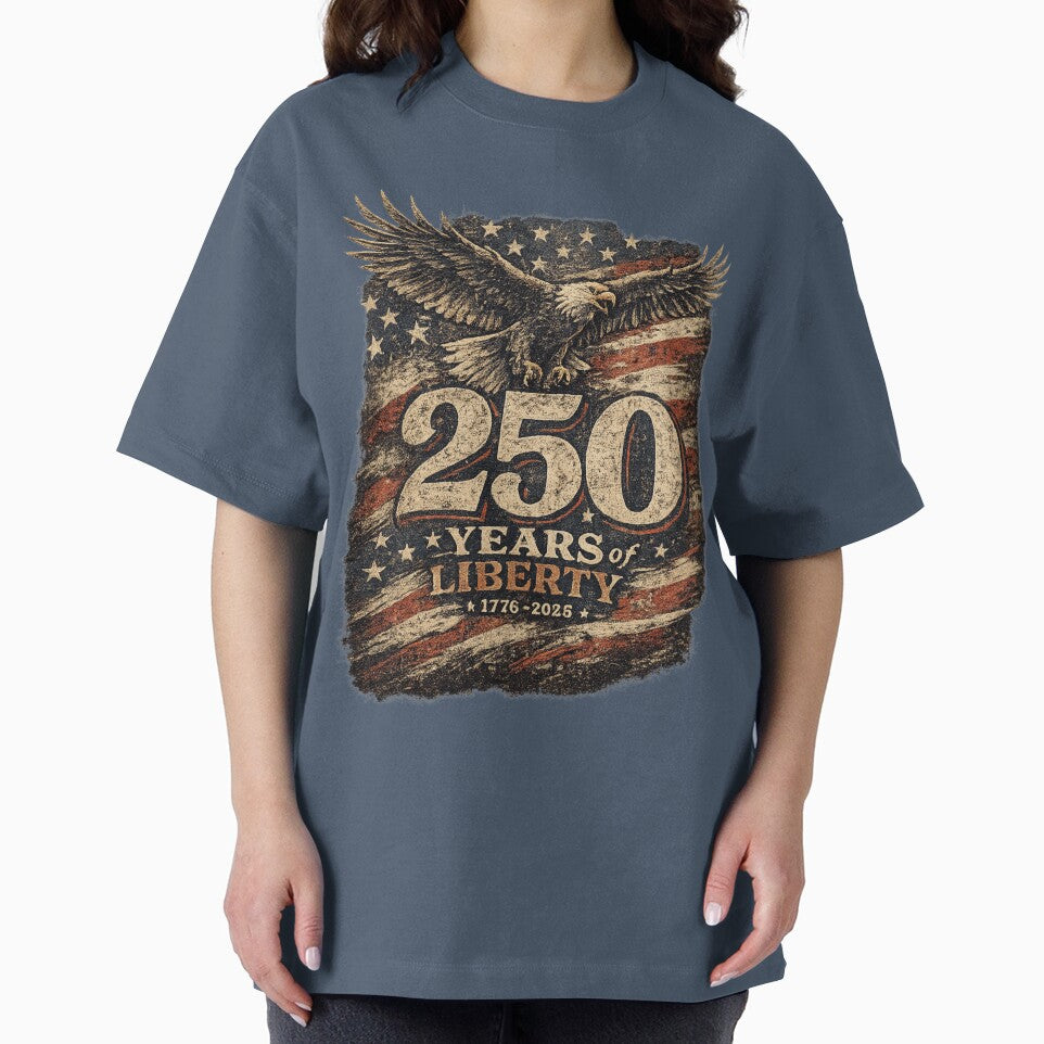 250 Years of Liberty Bald Eagle Vintage Patriotic USA Independence 1776–2026 T-Shirt by HOUSE OF TIST