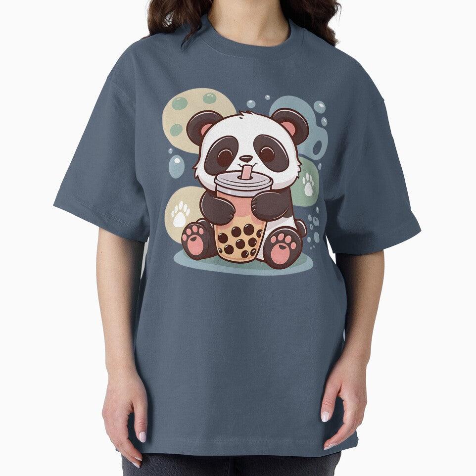 Adorable Kawaii Panda Drinking Boba Tea by artbybrado