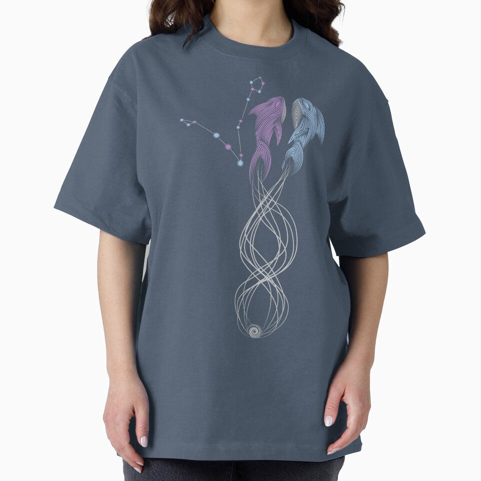 Pisces Zodiac Constellation Blue Lilac Minimalist Line Art by JAMerArc