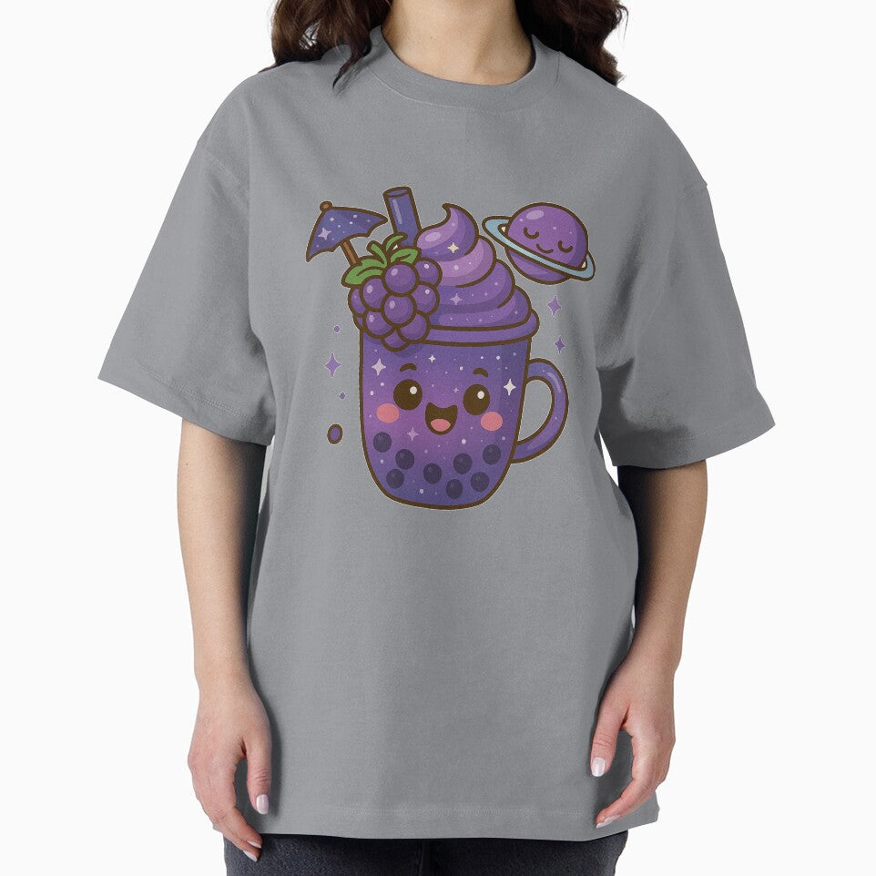 Galaxy Grape Boba Tea – Cute Kawaii Space Drink by Asbiell