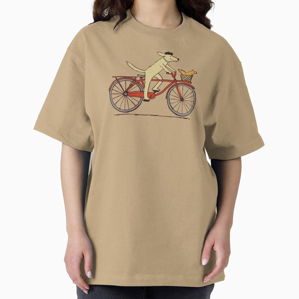 Dog and Squirrel are Friends | Whimsical Animal Art | Dog Riding a Bicycle by Jenn Inashvili