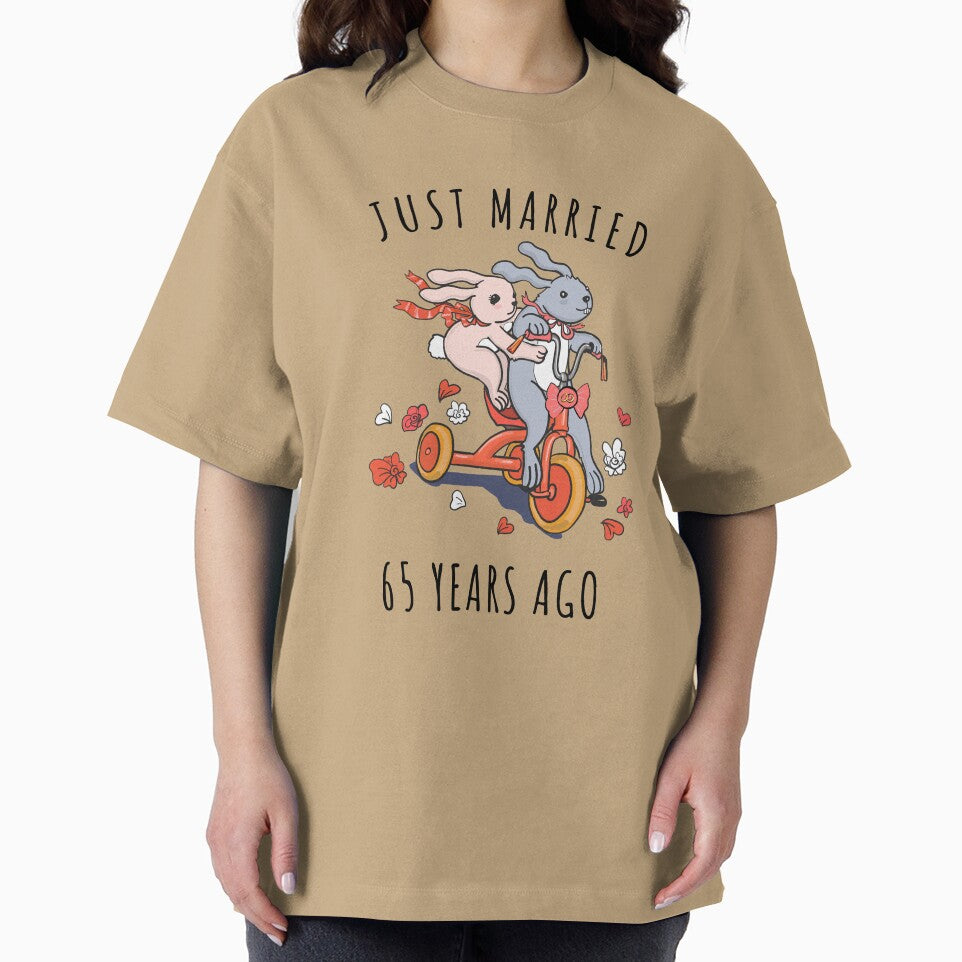 Just Married 65 Years Ago - 65th Anniversary Couple Bunnies Tee, Phone Cases And Other Gifts by MemWear
