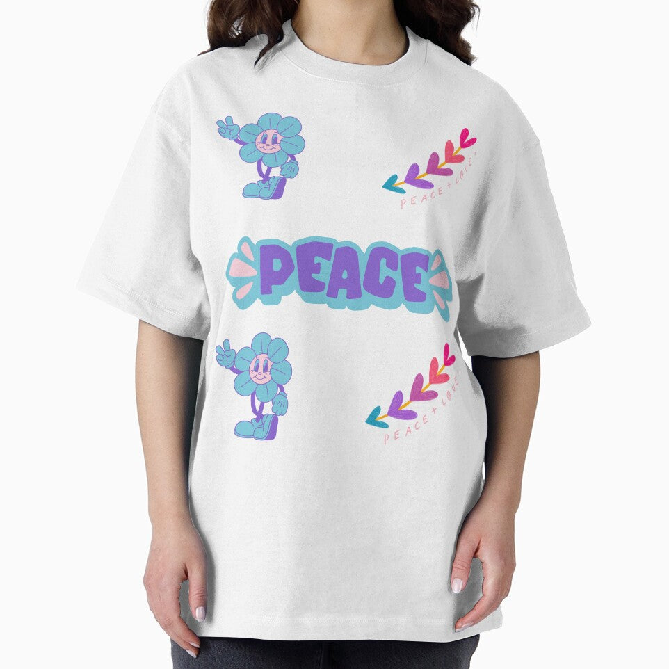 Retro Peace and Love Blue Flower Groovy Art ?? by FunSticky14