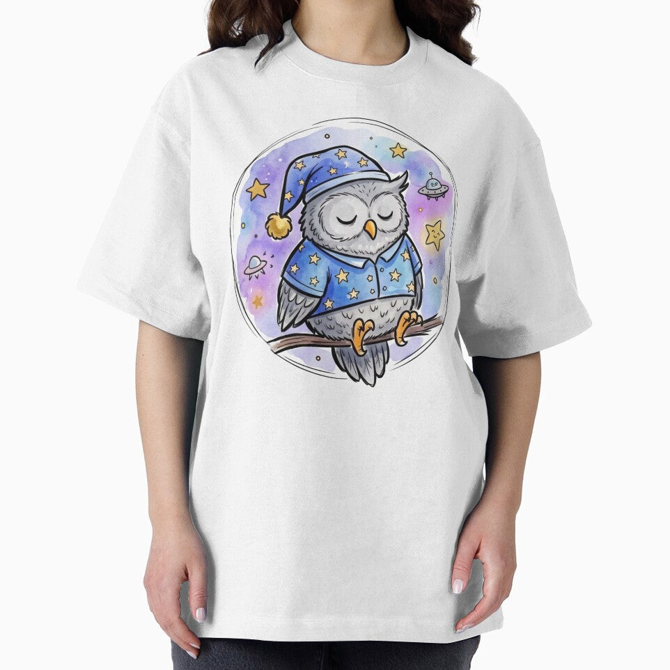 Cute Sleeping Owl | Kawaii Bedtime Owl | Cozy Nursery Galaxy Art | Baby & Kids Gift by Cosmic Doodle Co.
