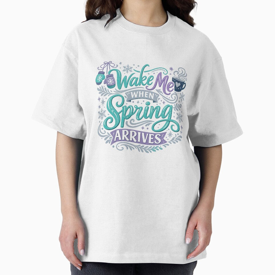 Wake Me When Spring Arrives Cozy Seasonal Typography Design by inkoutninja