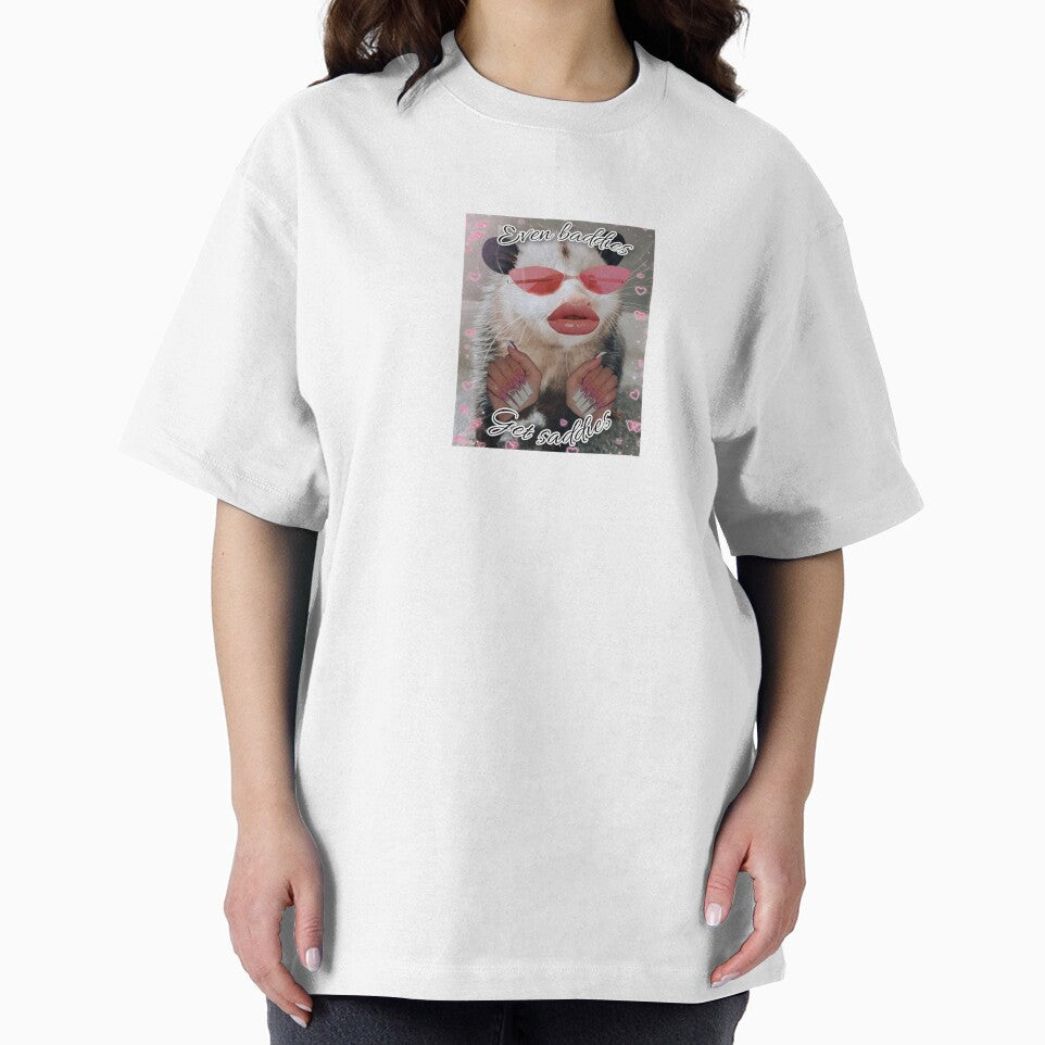 Even baddies get saddies - Funny Opossum Meme Print by BlossomPossumPrints