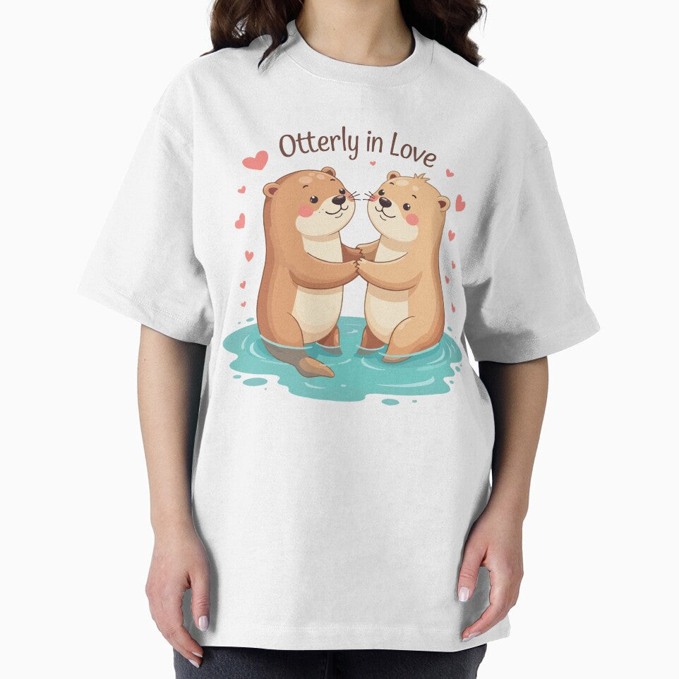 Otterly In Love - Cute Otter Couple Holding Hands Funny Valentine Pun by Design-Pro-21