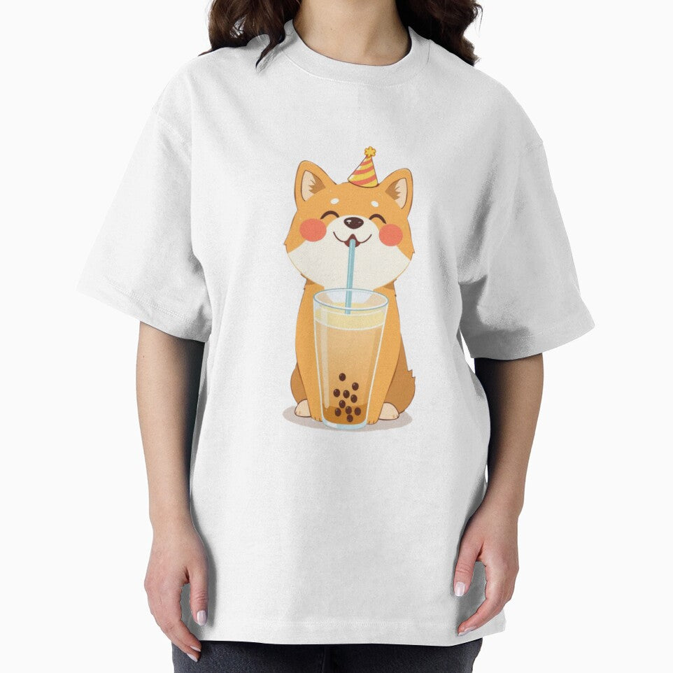 Shiba Inu Boba Tea 4 Milk Chocolate Party Hat happy birthday kawaii gift funny christmas happy by CheeseBlueprint