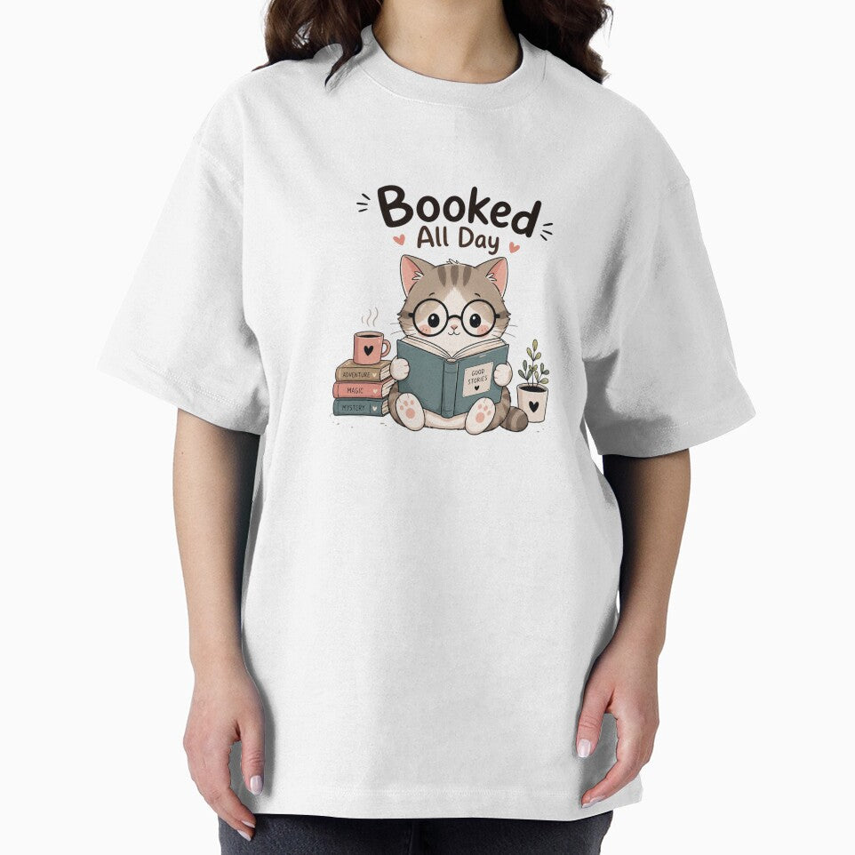 Booked All Day Cute Cat Reading Book | Kawaii Book Lover Cat | Cozy Reader Gift by Sanika arts