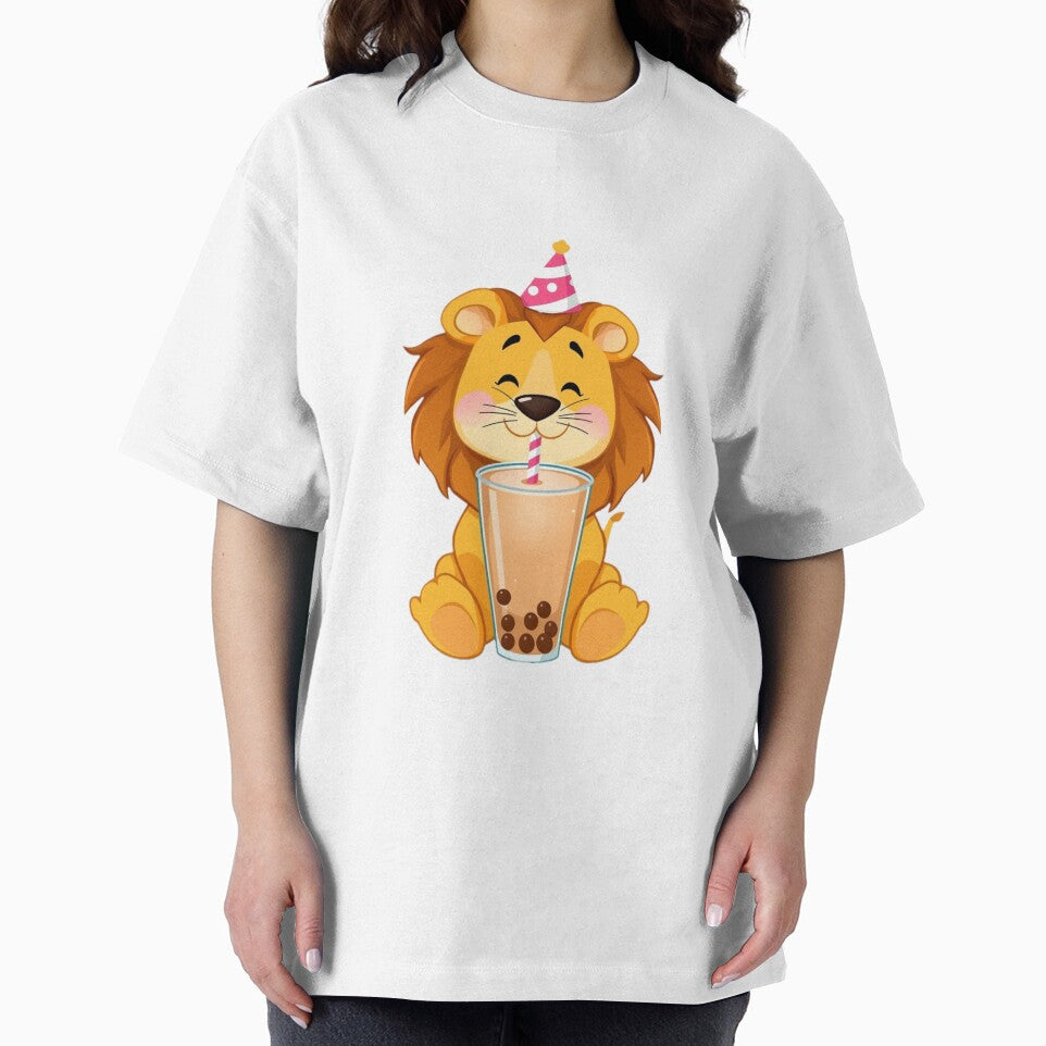 Lion Boba tea milktea Party Hat happy birthday kawaii gift funny christmas happy by CheeseBlueprint