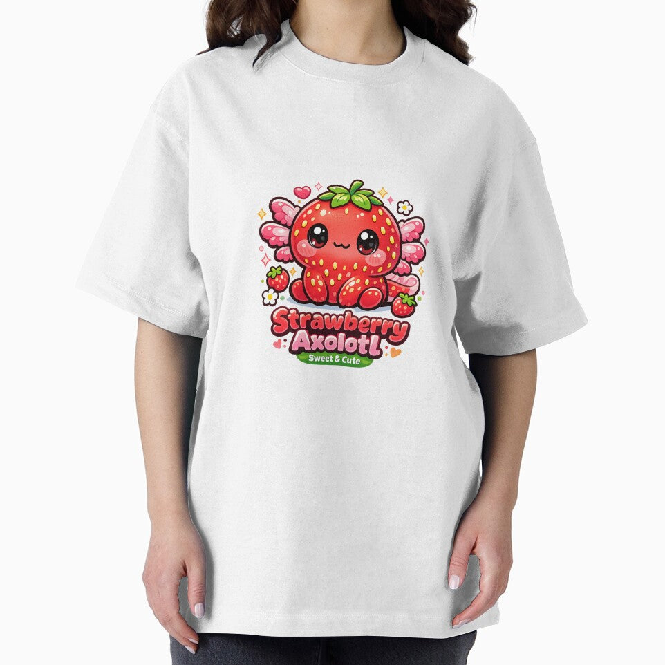 Strawberry Axolotl Kawaii T-Shirt – Cute Sweet Animal Aesthetic Design for Kawaii Lovers, Kids & Gift Buyers by GemBob Creations