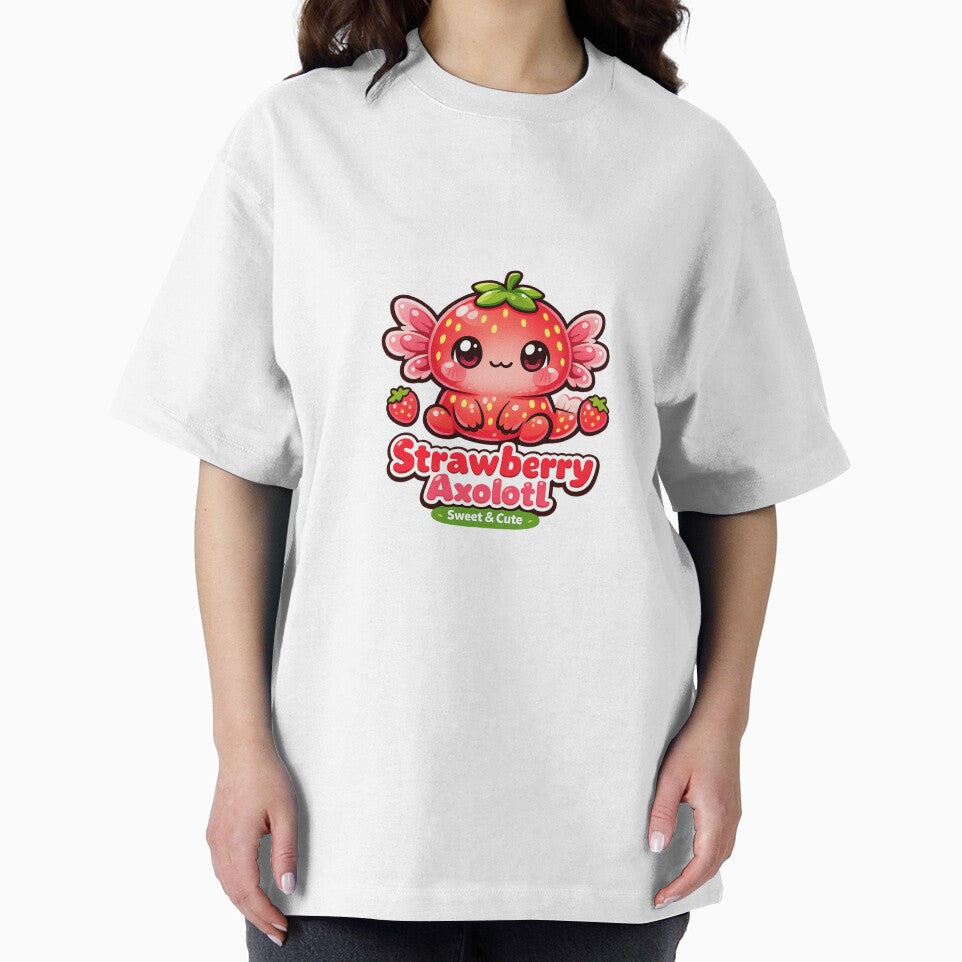 Strawberry Axolotl Kawaii T-Shirt – Cute Sweet Animal Design for Kawaii Lovers, Kids & Gift Buyers by GemBob Creations