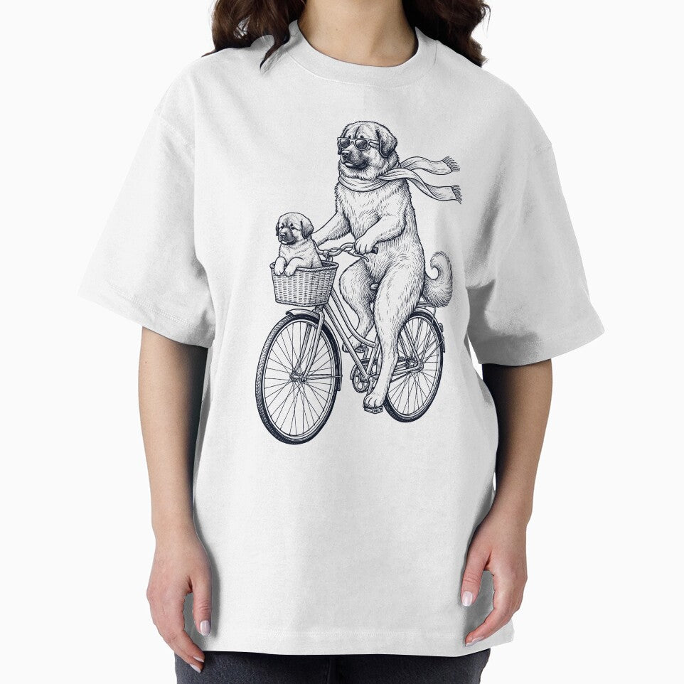 Vintage Caucasian Shepherd Dog Riding Bike Bicycle Cycling Dog Lover by DoodleTortle