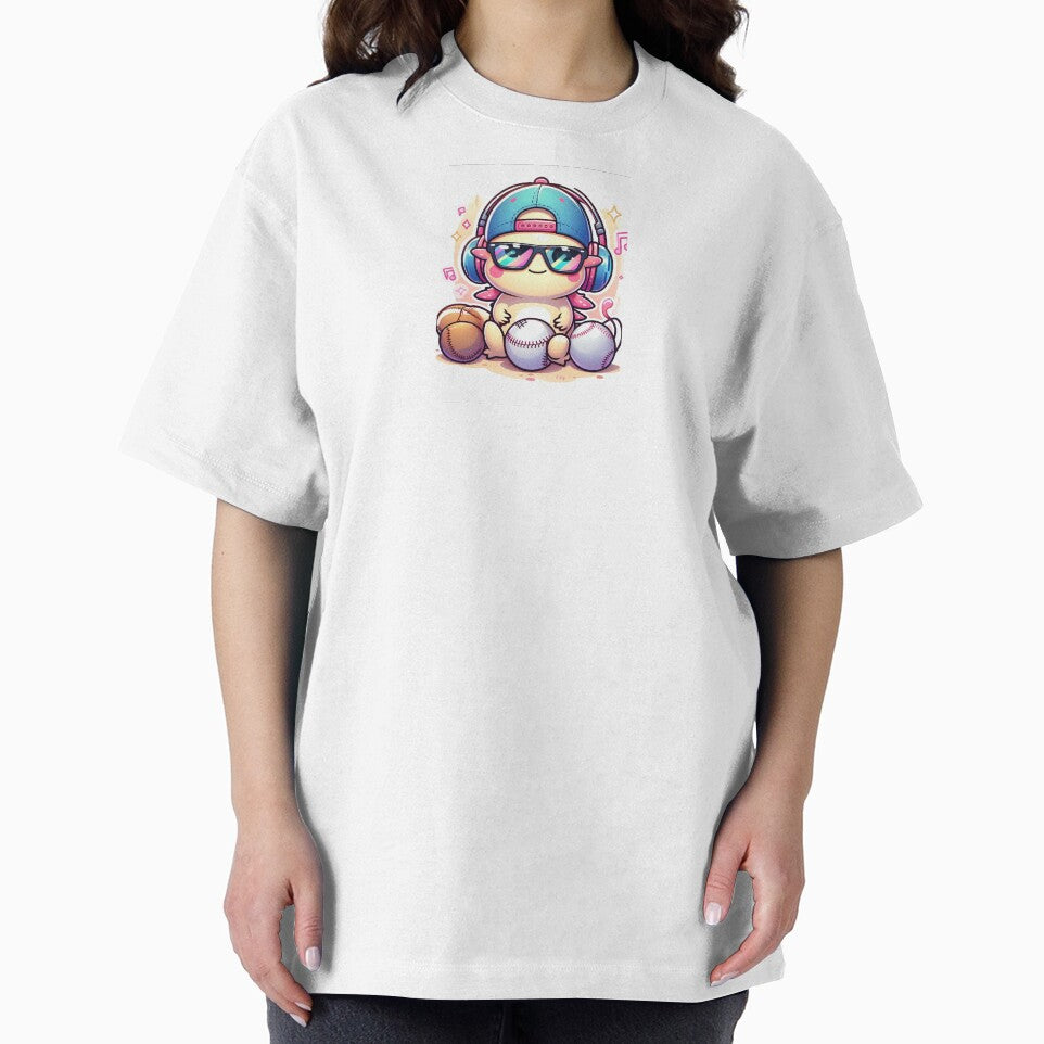 Kawaii Axolotl Playing Baseball – Cute Hip Hop Axolotl Cartoon by Mitaudesign
