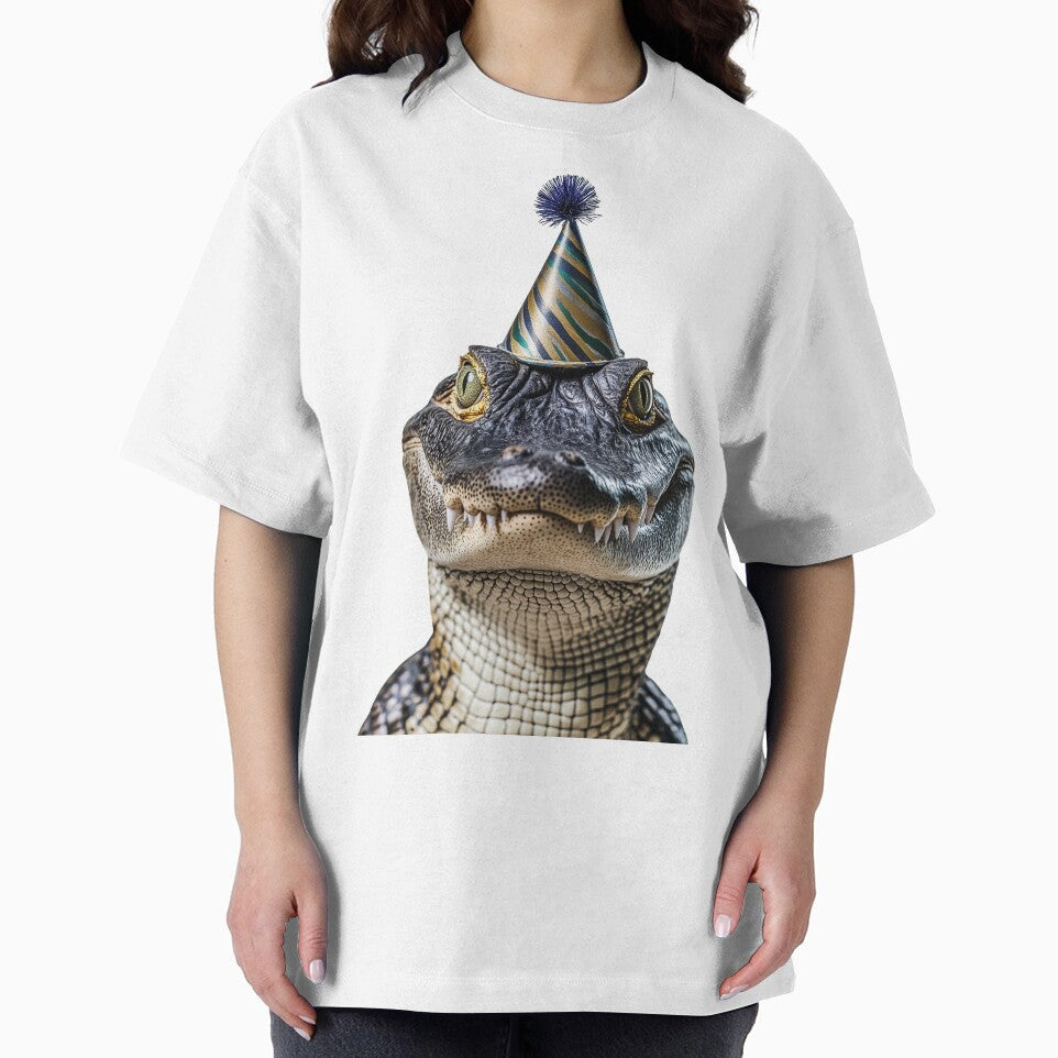 Funny Crocodile Wearing Birthday Party Hat by LazyOwlStore