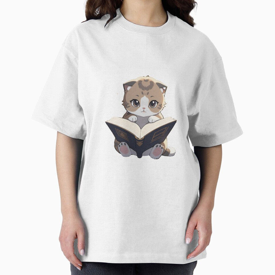 Cute scottish fold kitten kitty cat reading books by Atlantico54