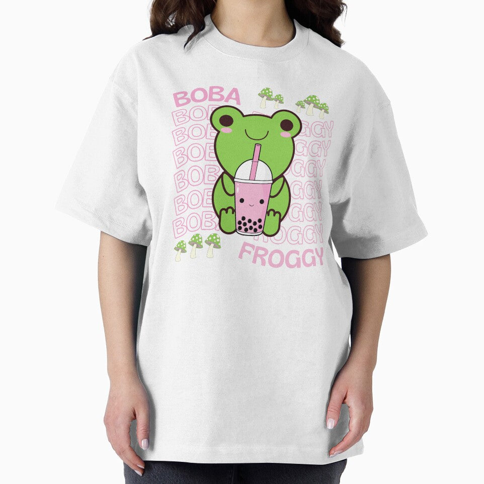 Cute Cartoon Kawaii Frog drinking Boba Tea | adorable Boba animals | Kawaii aesthetic | Kawaii Boba Tea Frog | Froggy Boba | Chibi kawaii frog and mushroom by Saffire6