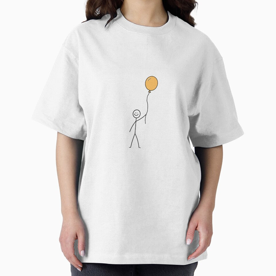 Stick Figure Holding Orange Balloon by ScribbleHaus