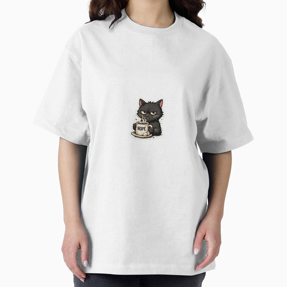 Grumpy Black Cat Nope Coffee Sticker by FreiraumStudio