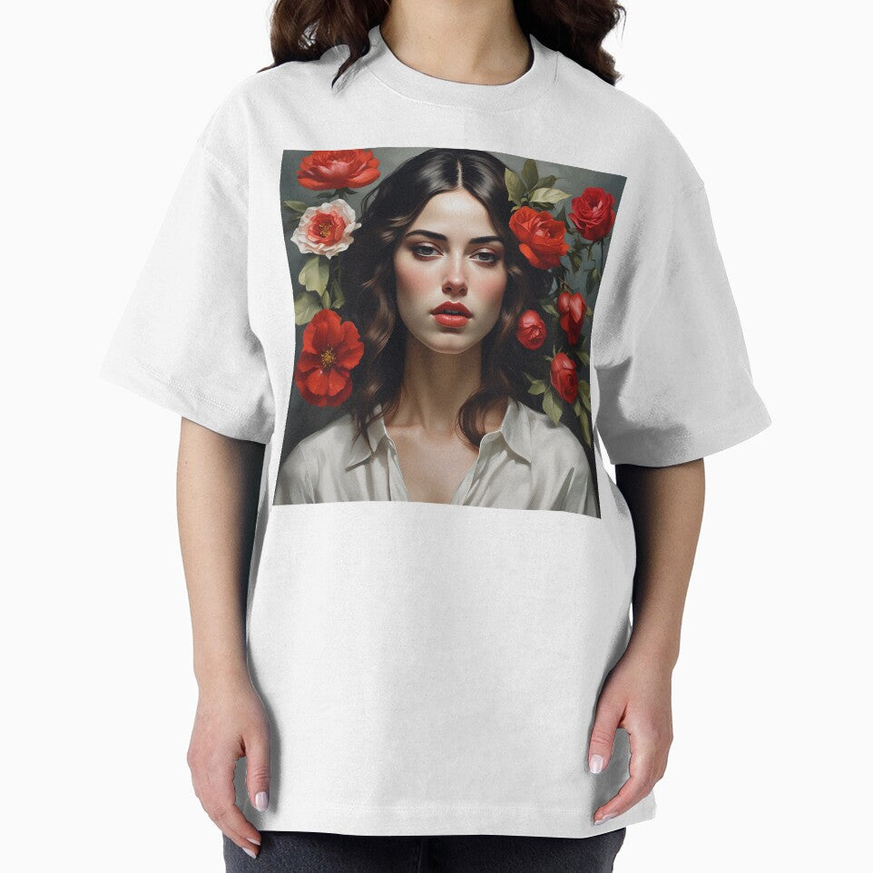 Woman with flowers wall art print by MK26Designs