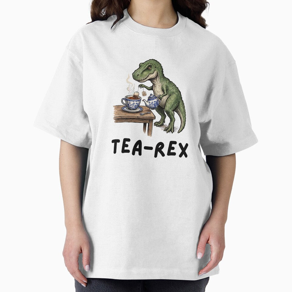 Tea-Rex: Vintage T-Rex Tea Party Line Art Sticker by Ink & Void Co.